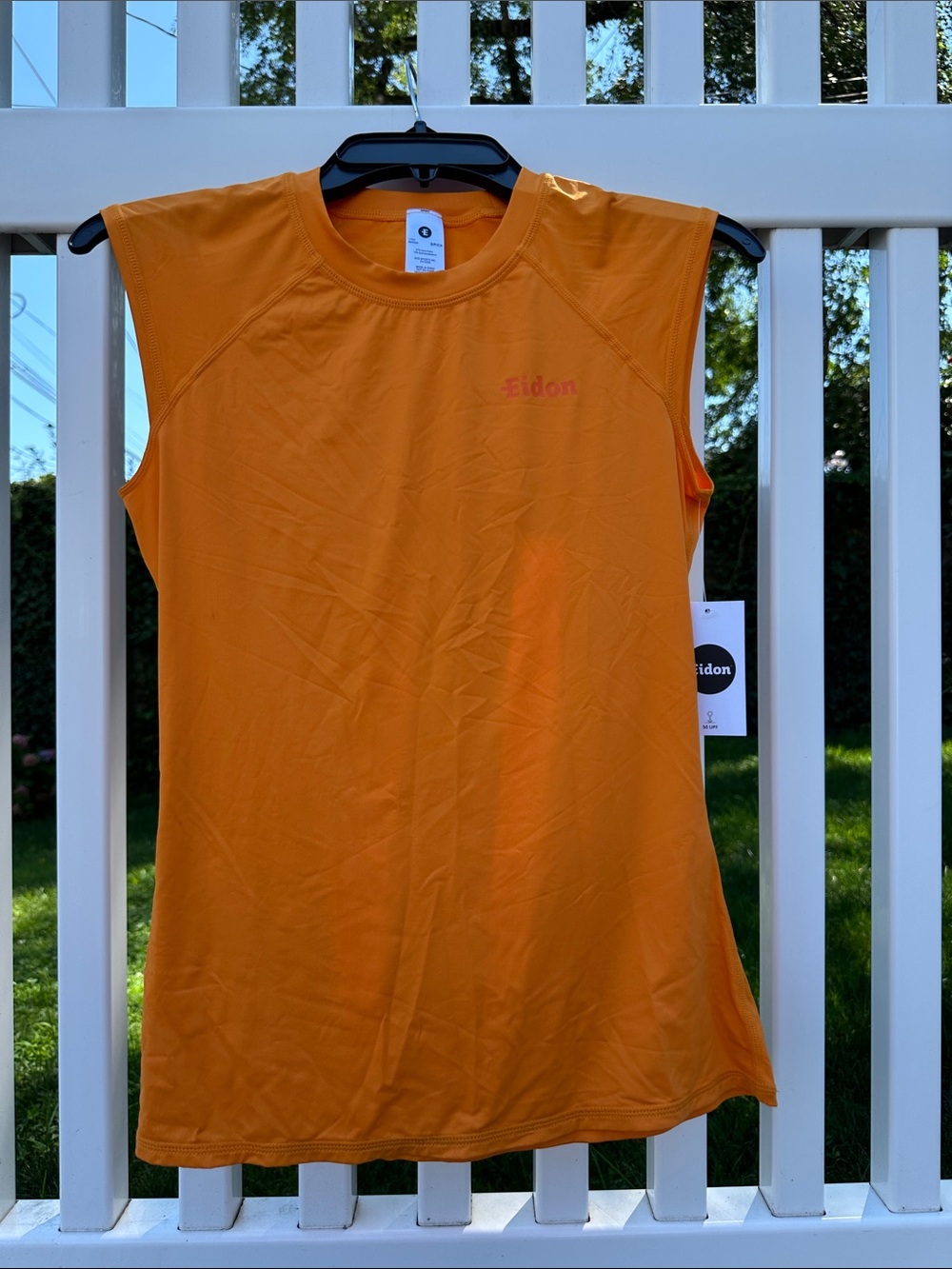 Eidon Women's Orange Sleeveless Swim Coverup Tank Rashguard UPF 50